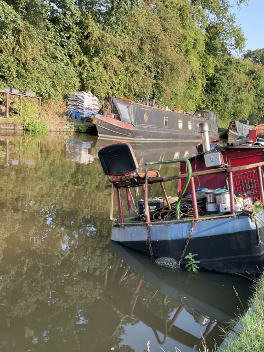 Canal boat leaning