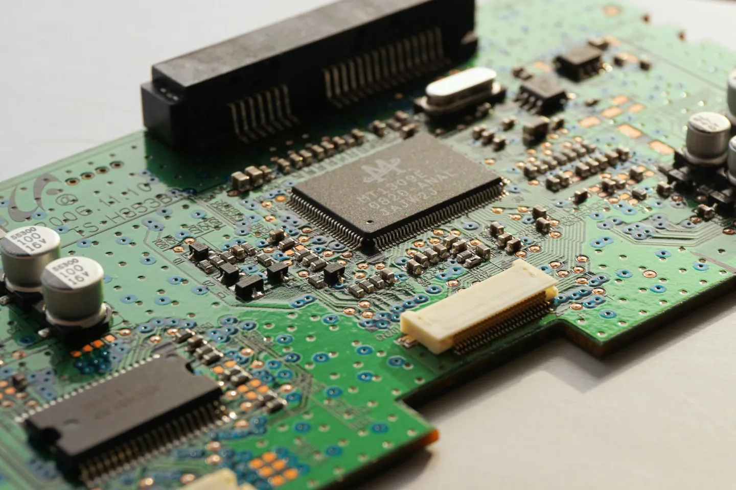 Detailed close-up photo of a circuit board