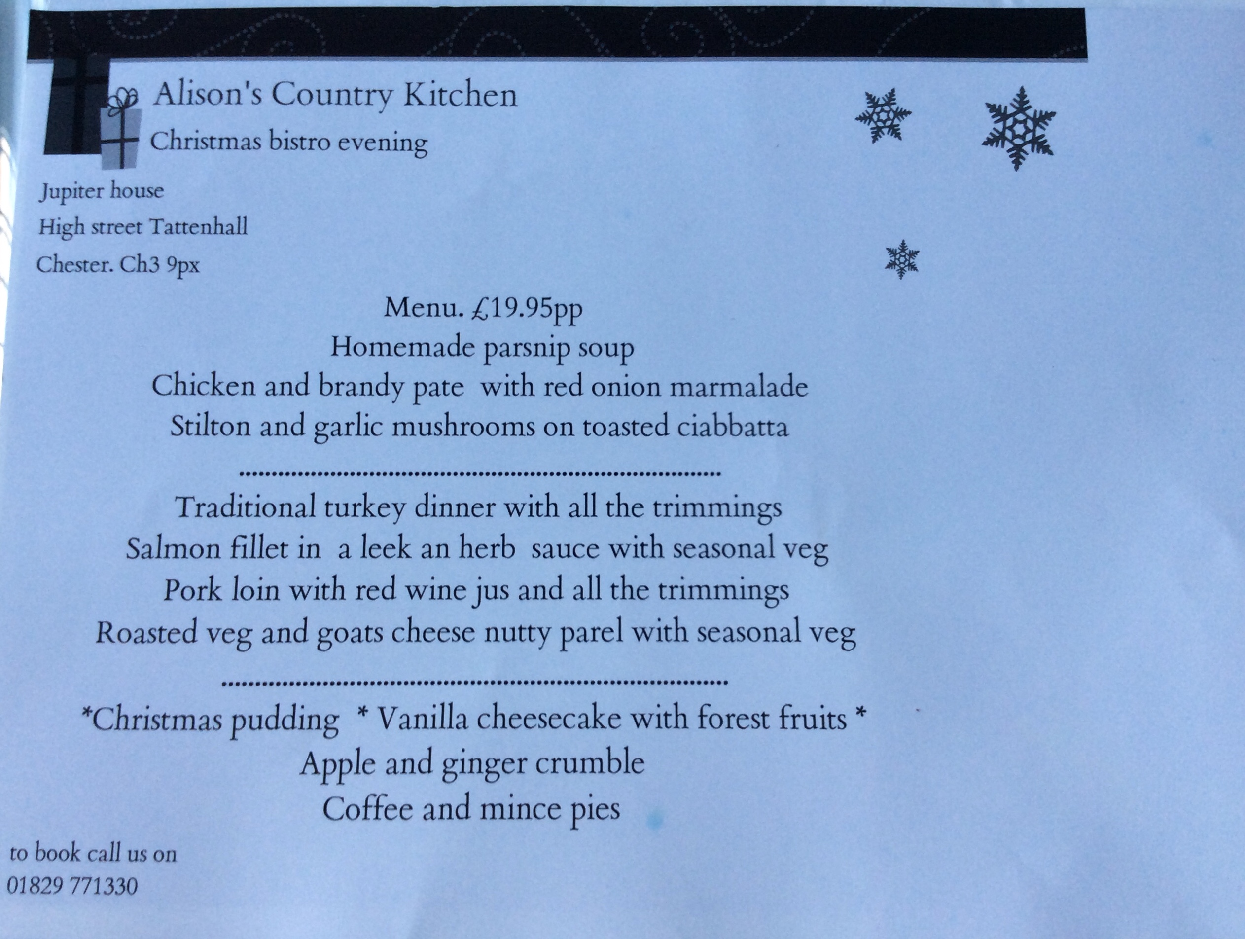 Bistro Menu