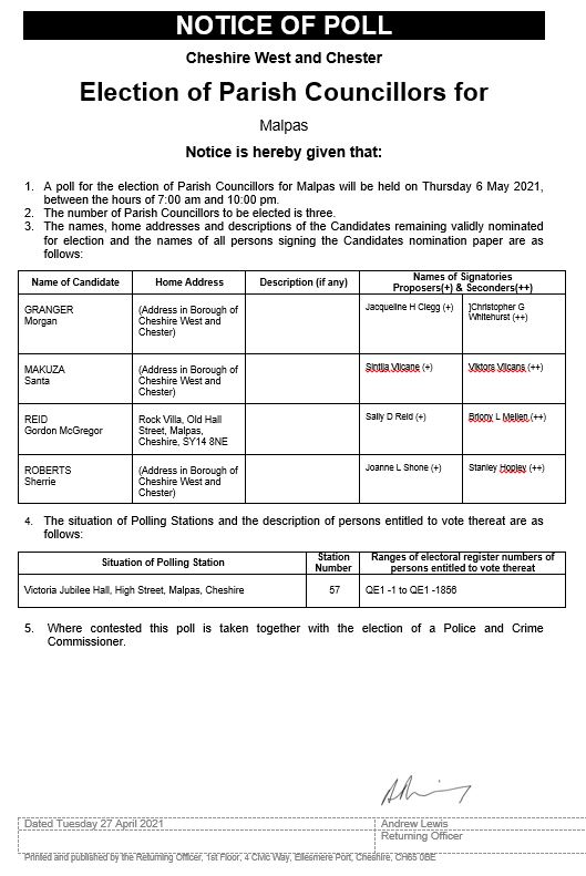 Notice of Poll