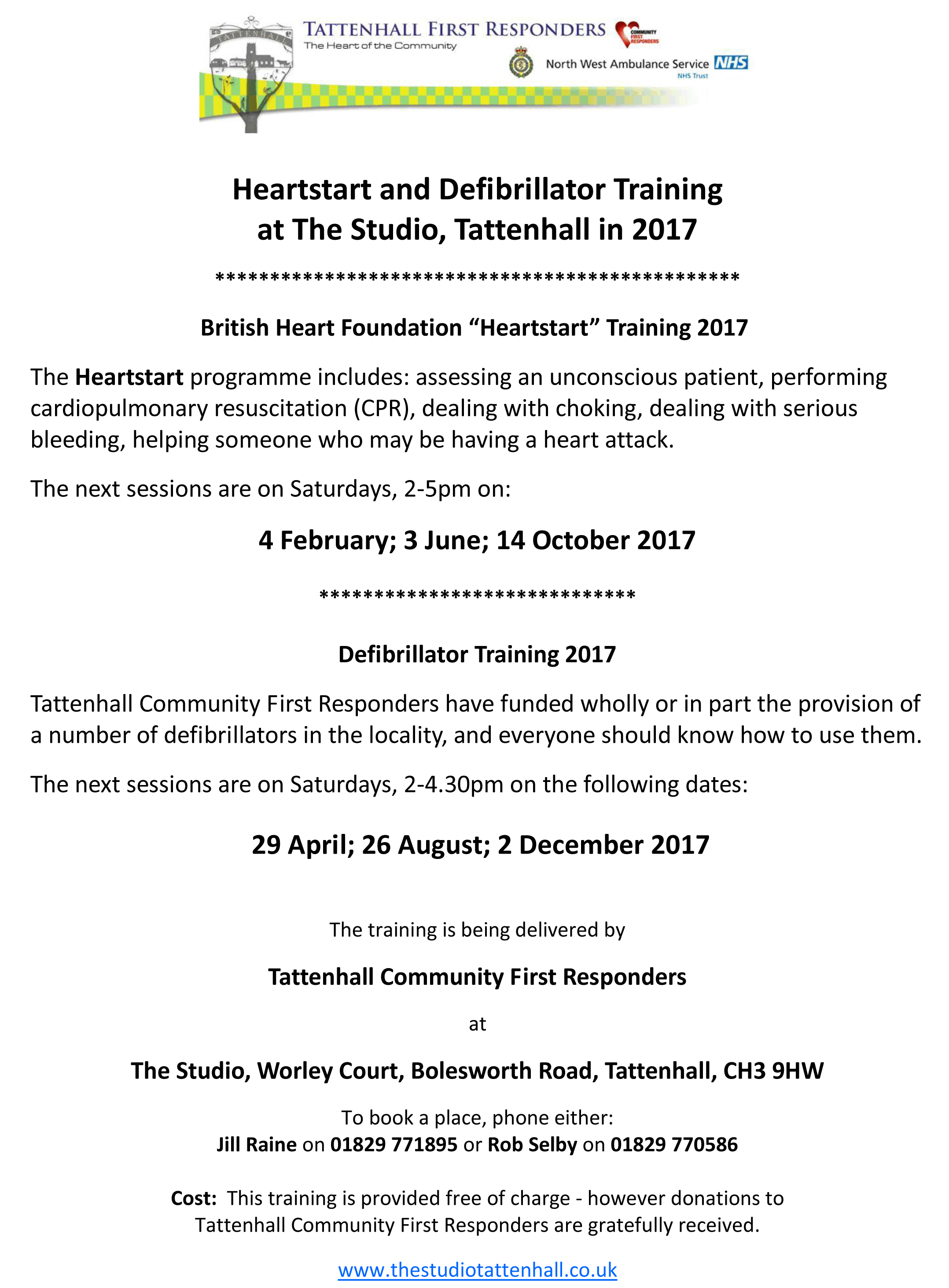 Heartstart And Defib Training 2017 Poster 1 December 2016