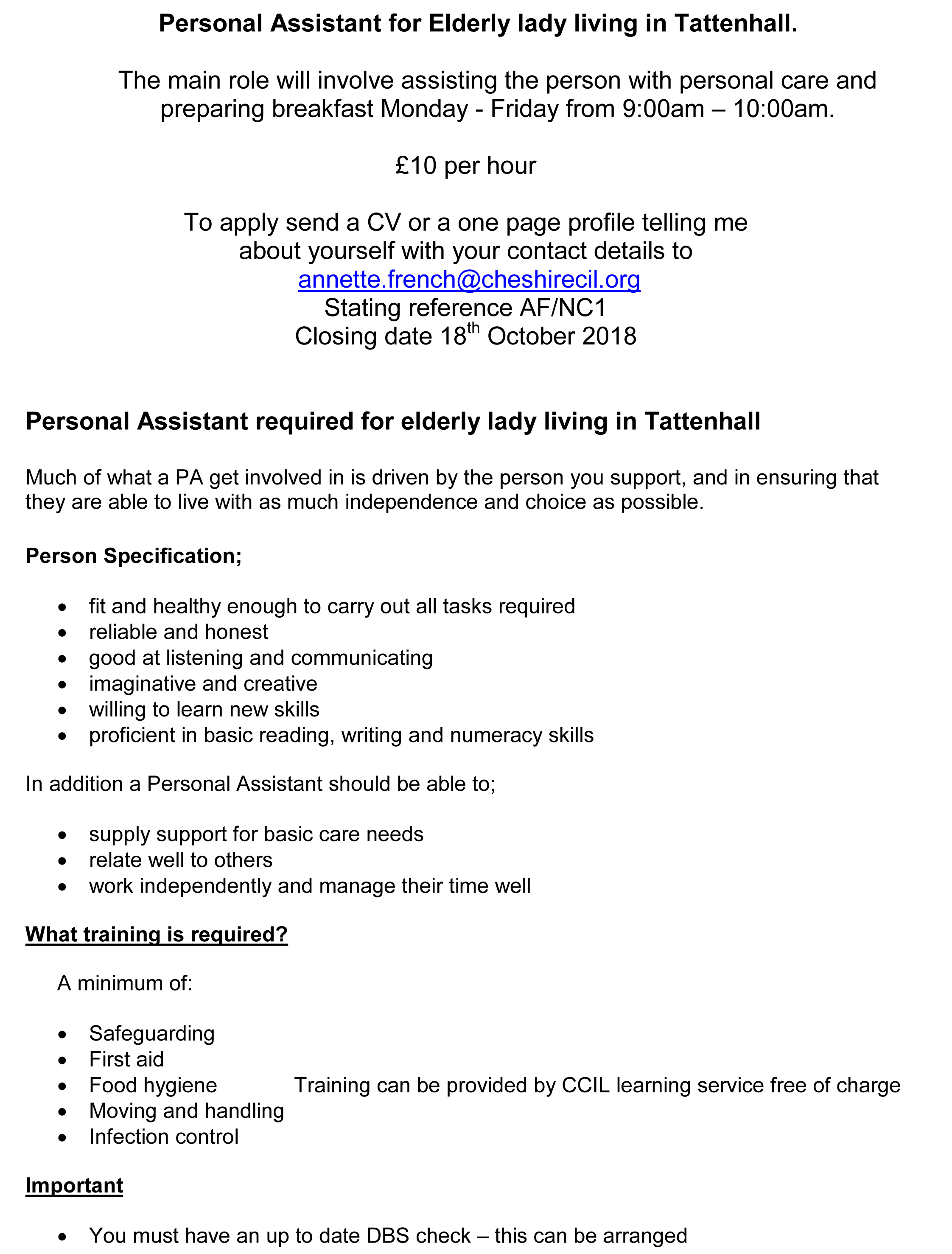 Afnc1 Job Description