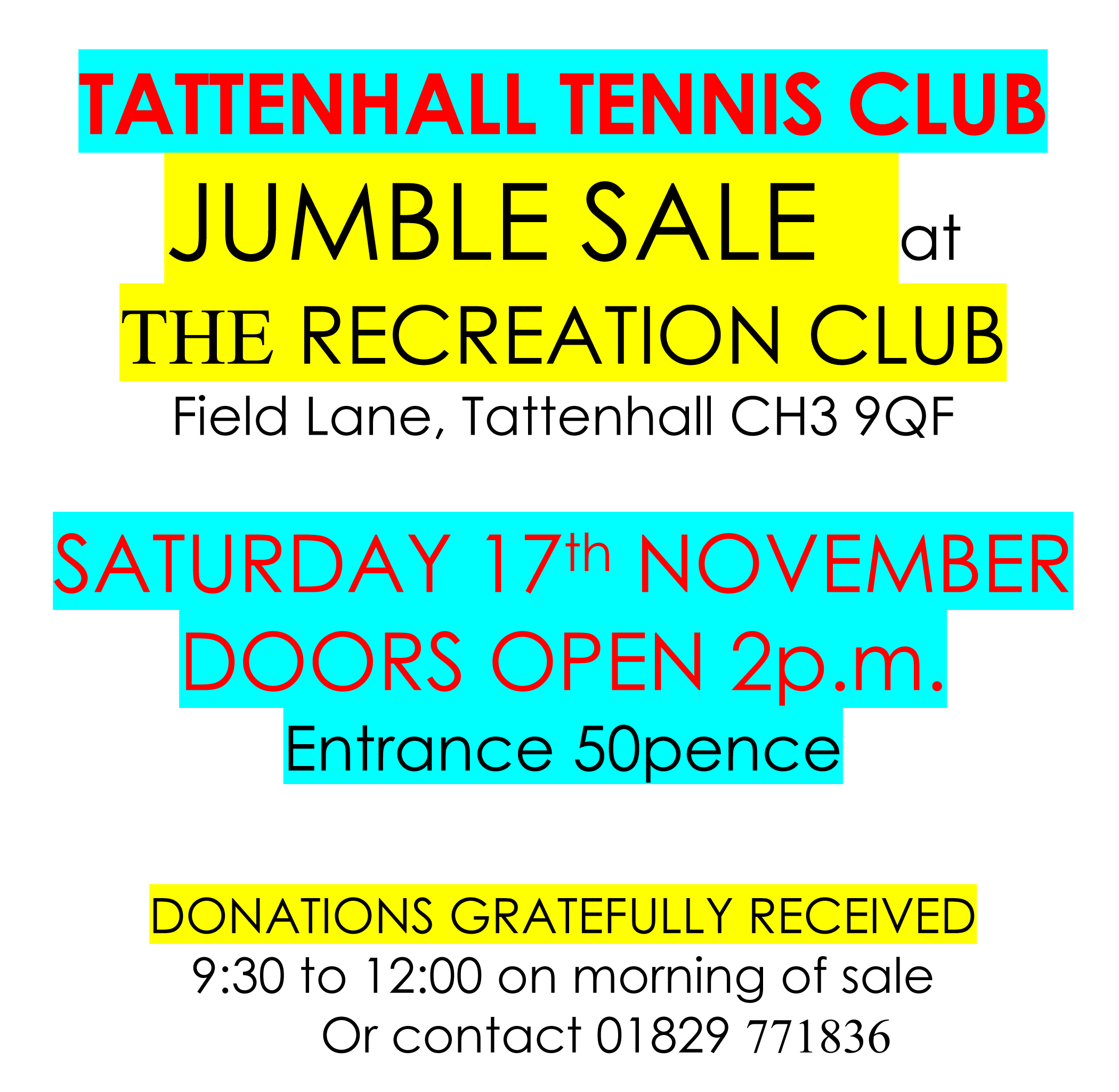 JUMBLE SALE NOV 18