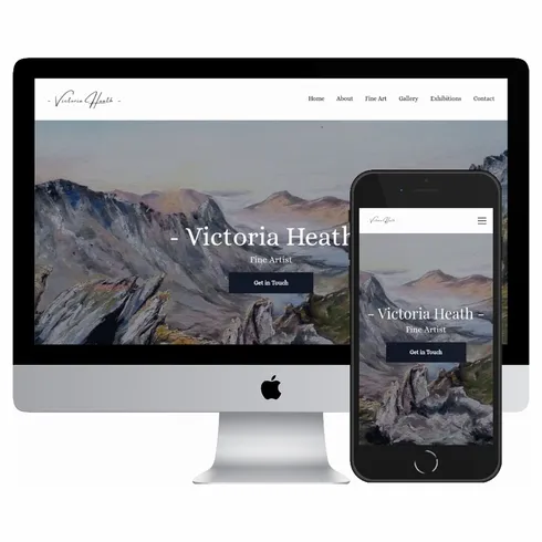 Desktop and mobile screenshots of the Victoria Heath Art website