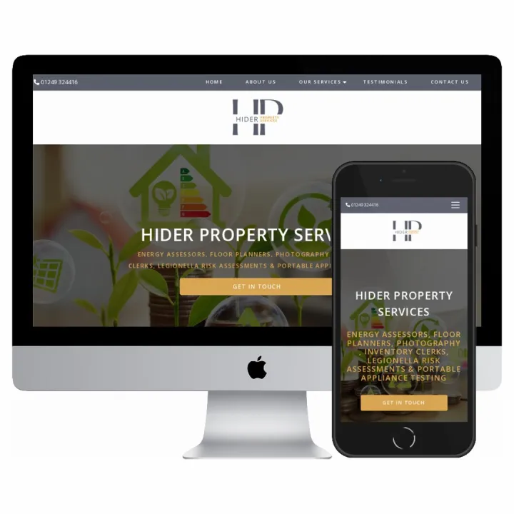 Desktop and mobile screenshots of the Hider Property Services website