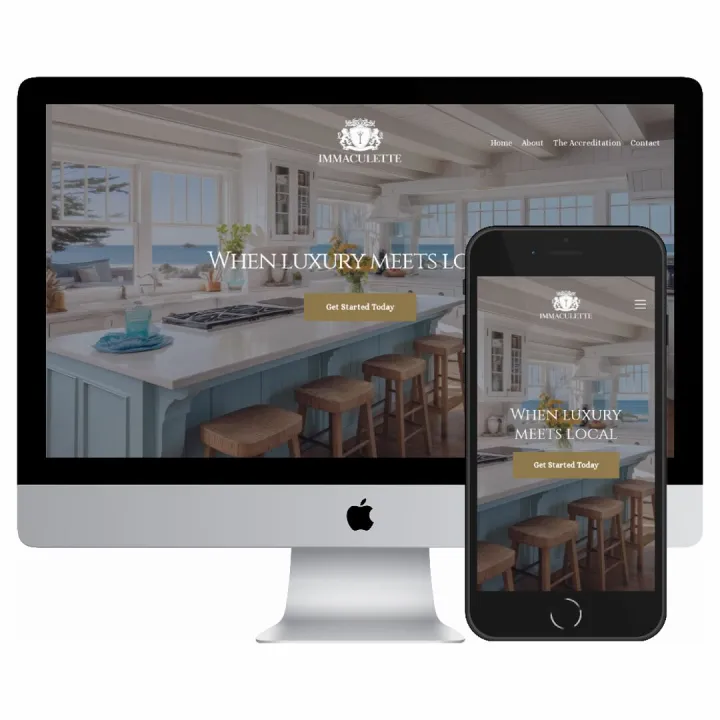Desktop and mobile screenshots of the Immaculette website