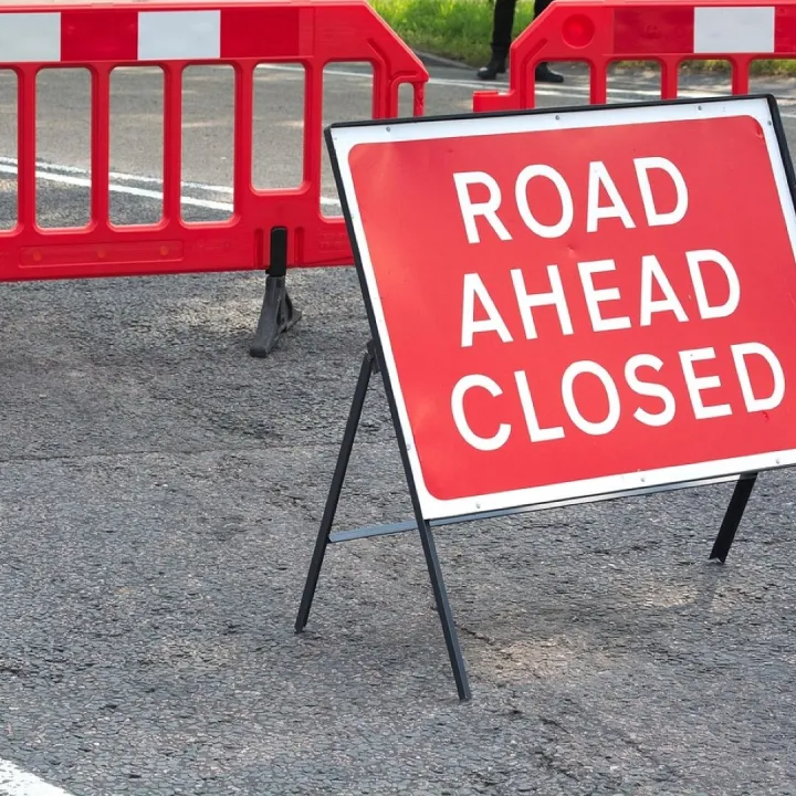 Road sign, red, warning, caution, street, closed