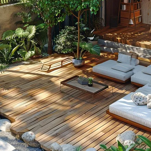 Design ideas for an outdoor hardwood floor deck