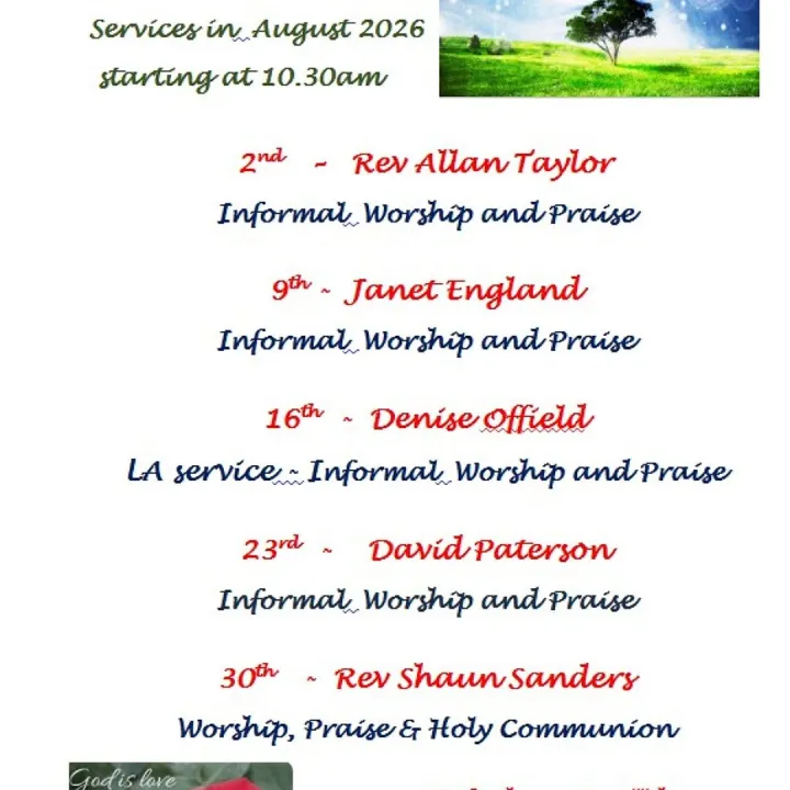 August 2026 Sunday Services