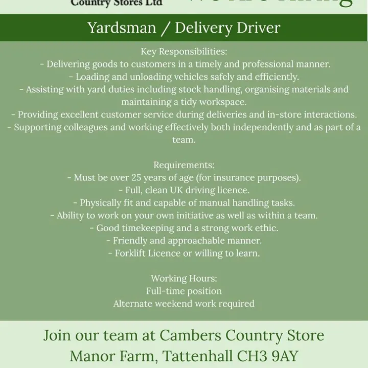 Cambers Job Vacancy