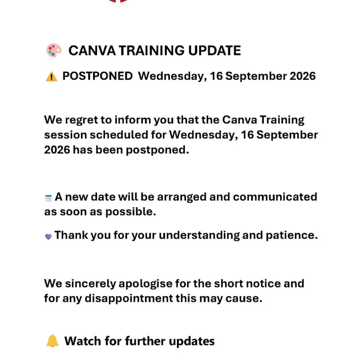 2026_09_14 Postponed Training Flyer