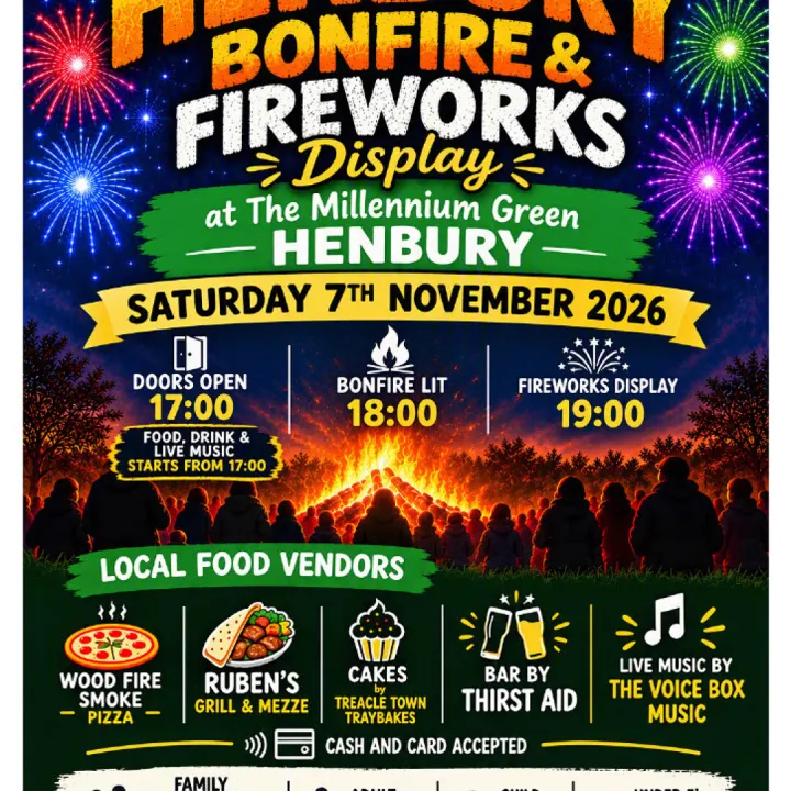 Bonfire and fireworks 2026