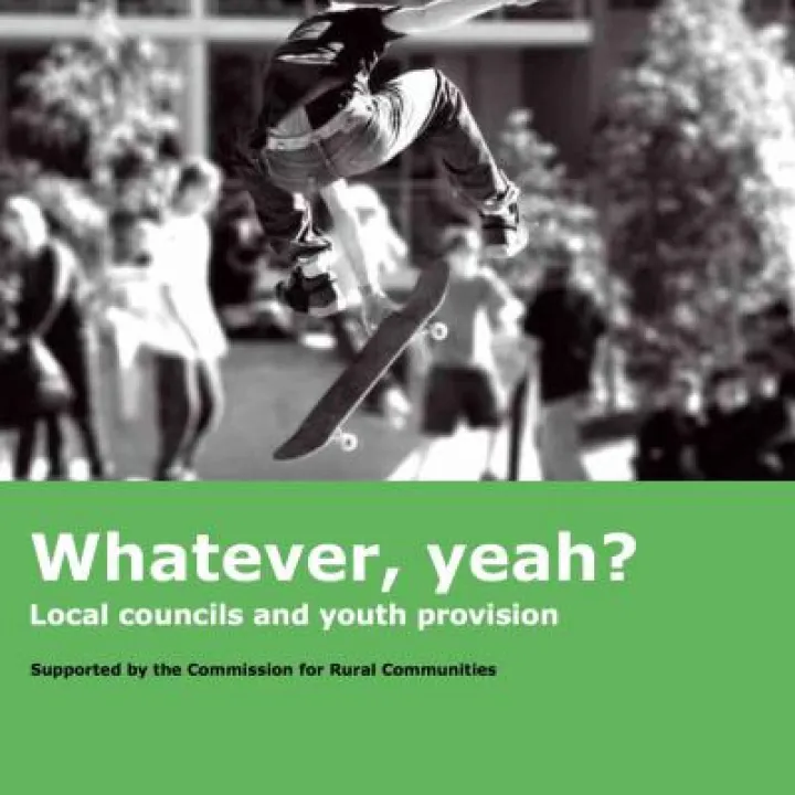 Cover of Whatever, yeah? Local councils and youth provision, showing a skateboarder in mid-air