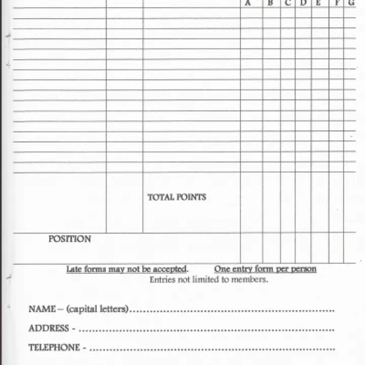 Horticultural Show Entry form