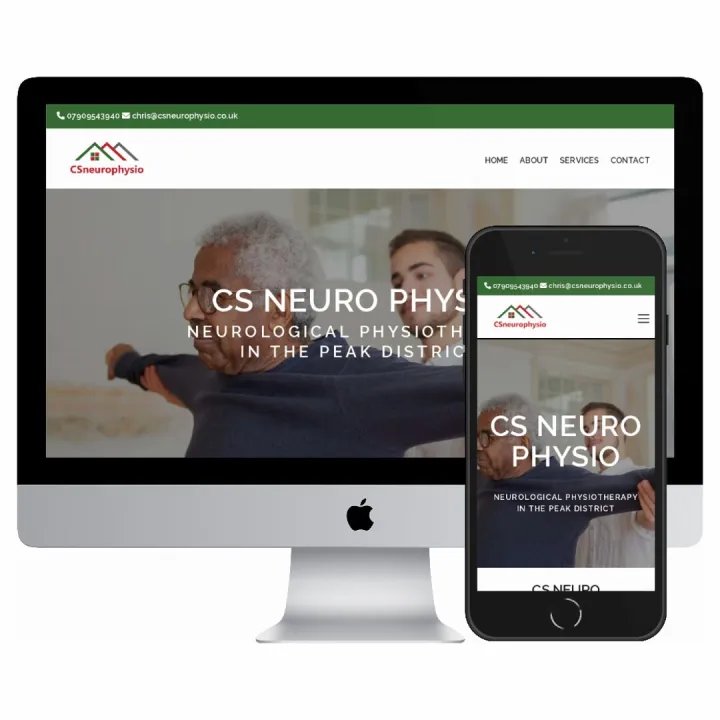 Desktop and mobile screenshots of the CS Neuro Physio website