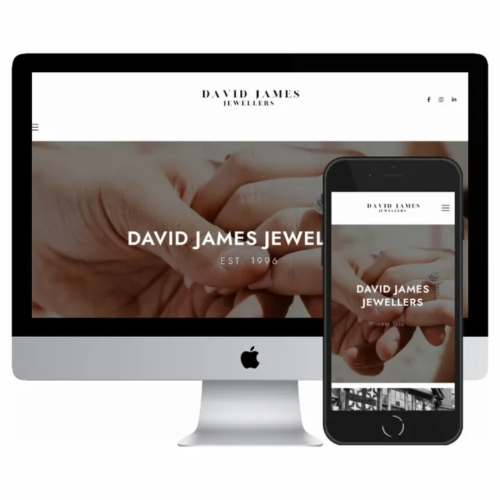 Desktop and mobile screenshots of the David James Jewellers website