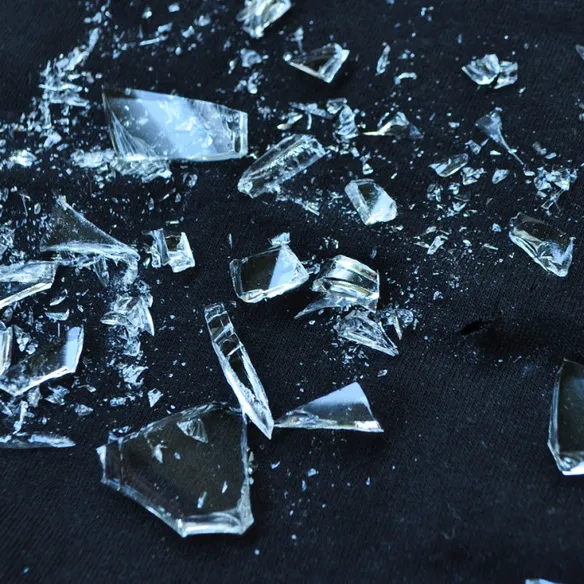 Glass, broken, shattered
