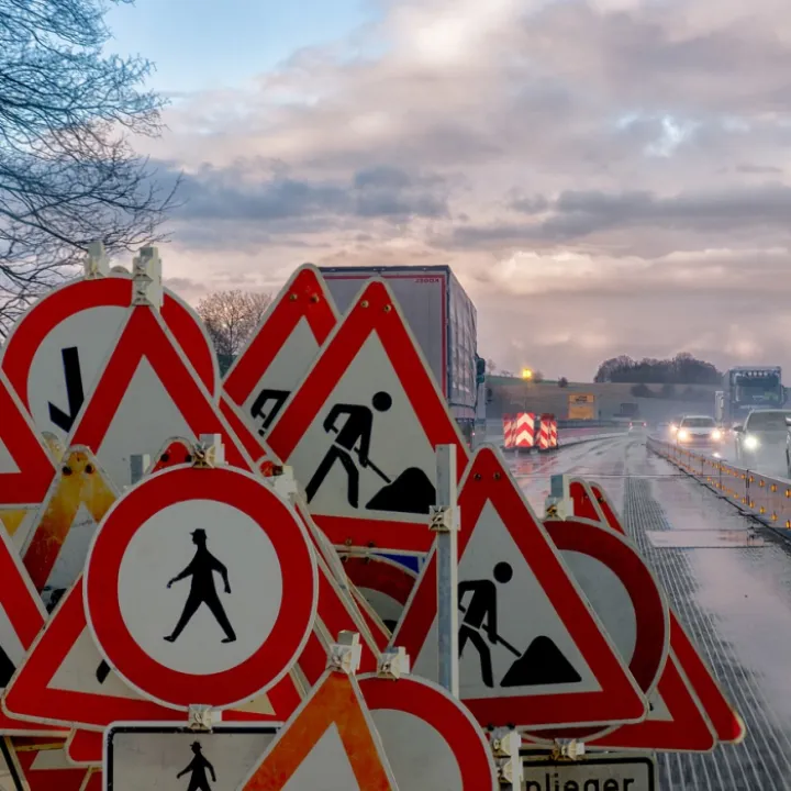 Construction site, traffic, road
