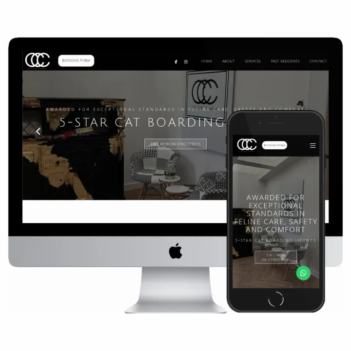 Desktop and mobile screenshots of the The Cat Care Company website