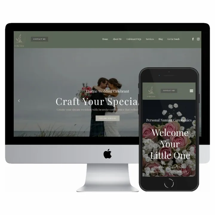 Desktop and mobile screenshots of the Love Louise Ceremonies website