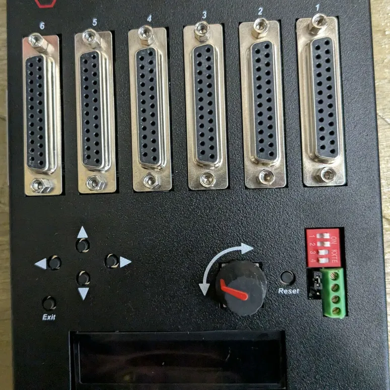 Detailed view of a Thanos black AMC controller input sockets