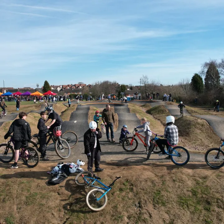 Riders assemble to tackle the pump track at Dordon