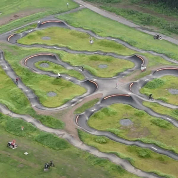 Riverside Glenrothes pump track drone view
