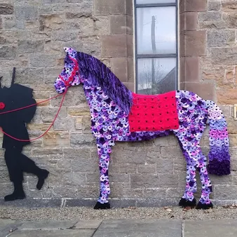 Etherley Soldier and Horse Outside Church