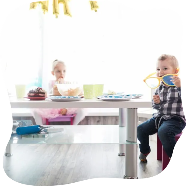 Boy and girl on birthday party