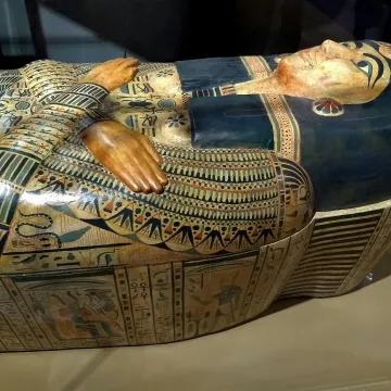 Ancient Egyptian sarcophagus with ornate