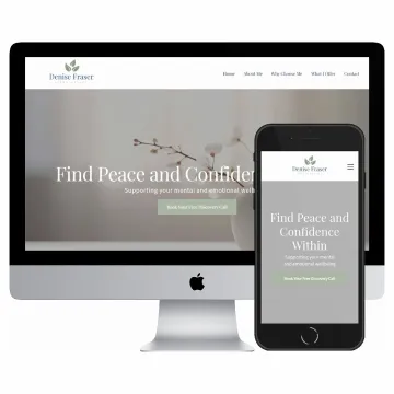 Desktop and mobile screenshots of the Denise Fraser Hypnotherapy website