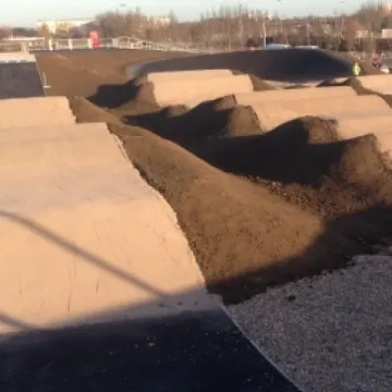 London 2012 Olympic BMX track building  long view