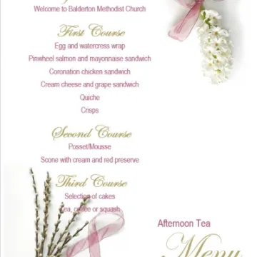 Afternoon tea menu
