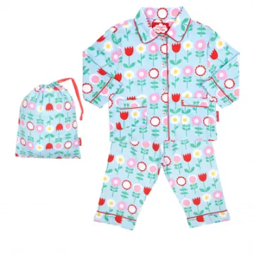 PJTBLFLOW Blue Flower Brushed Cotton Pyjamas