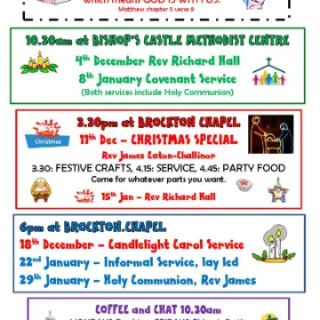 Brockton Chapel Activities Dec 22 to Jan 23