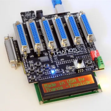 Detailed view of Thanos controller circuits for sim racing rigs