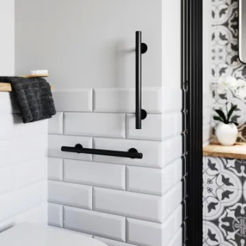 Black accents in the form of taps