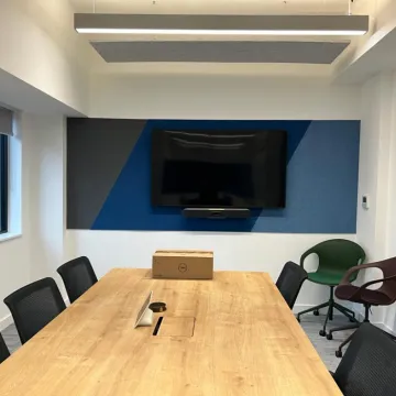 Refurbished meeting room at QBE Manchester offices