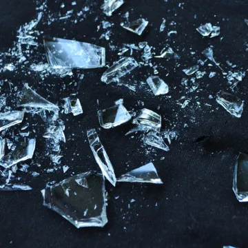 Glass, broken, shattered