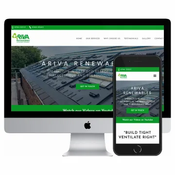 Desktop and mobile screenshots of the Ariva Renewables website