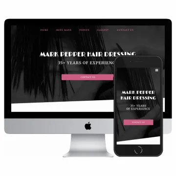 Desktop and mobile screenshots of the Mark Pepper Hair website