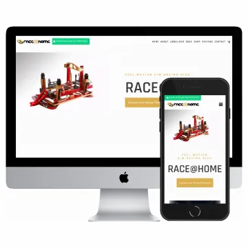 Desktop and mobile screenshots of the Race at Home website