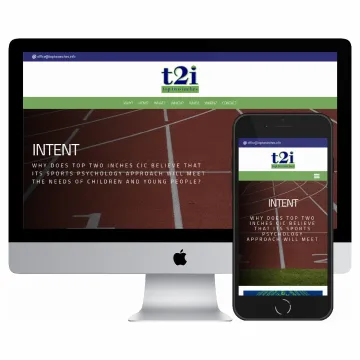 Desktop and mobile screenshots of the T2I website