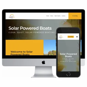 Desktop and mobile screenshots of the Solar Powered Boats website