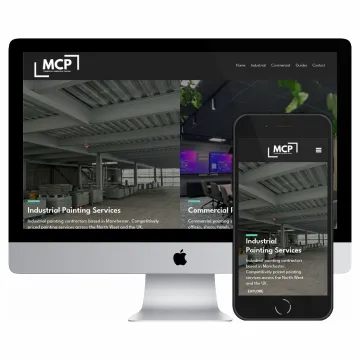 Desktop and mobile screenshots of the MCP Painting Group website