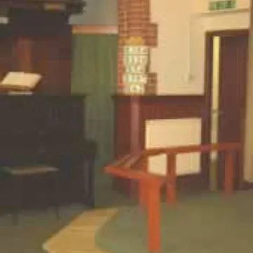 A section of the front of the church