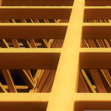 Yellow painted steel girders