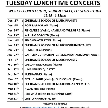 Poster Tuesday Lunchtime Concerts December 2025 to