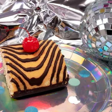 High angle delicious cake on plate