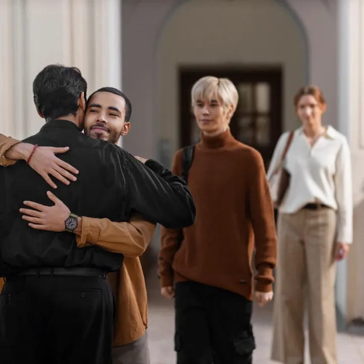 People visiting and praying in church building